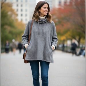 UGG Pichot Turtleneck Pullover Poncho Sweater Topper Cape, XS